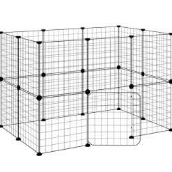 vidaXL Jaula para mascotas de 20 paneles puerta acero negro 35x35 cm Clearance