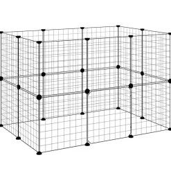 vidaXL Jaula para mascotas de 20 paneles puerta acero negro 35x35 cm Clearance