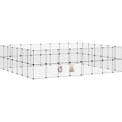 vidaXL Productos Para Mascotas-Jaula para mascotas de 60 paneles puerta acero negro 35x35 cm