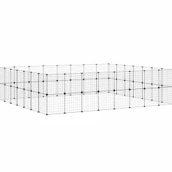 vidaXL Productos Para Mascotas-Jaula para mascotas de 60 paneles puerta acero negro 35x35 cm
