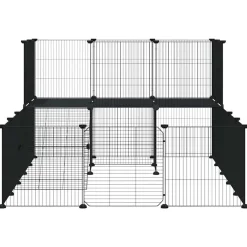 vidaXL Productos Para Mascotas-Jaula para mascotas de 36 paneles puerta acero negro 35x35 cm