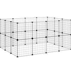 vidaXL Productos Para Mascotas-Jaula para mascotas de 28 paneles puerta acero negro 35x35 cm