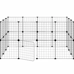 vidaXL Productos Para Mascotas-Jaula para mascotas de 28 paneles puerta acero negro 35x35 cm