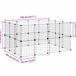 vidaXL Productos Para Mascotas-Jaula para mascotas de 28 paneles puerta acero negro 35x35 cm