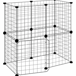 vidaXL Jaula para mascotas de 12 paneles puerta acero negro 35x35cm Outlet