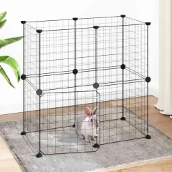 vidaXL Jaula para mascotas de 12 paneles puerta acero negro 35x35cm Outlet