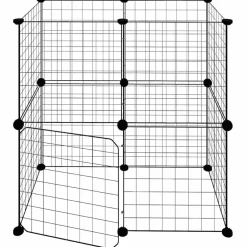 vidaXL Jaula para mascotas de 12 paneles puerta acero negro 35x35cm Outlet
