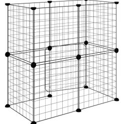 vidaXL Jaula para mascotas de 12 paneles puerta acero negro 35x35cm Outlet