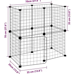vidaXL Jaula para mascotas de 12 paneles puerta acero negro 35x35cm Outlet