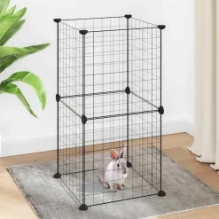 vidaXL Productos Para Mascotas-Jaula para mascotas de 8 paneles acero negro 35x35cm