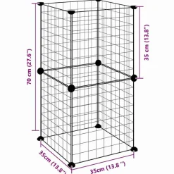 vidaXL Productos Para Mascotas-Jaula para mascotas de 8 paneles acero negro 35x35cm