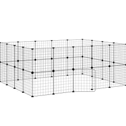 vidaXL Productos Para Mascotas-Jaula para mascotas de 36 paneles puerta acero negro 35x35 cm
