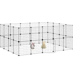 vidaXL Productos Para Mascotas-Jaula para mascotas de 36 paneles puerta acero negro 35x35 cm