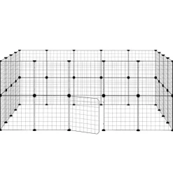 vidaXL Productos Para Mascotas-Jaula para mascotas de 36 paneles puerta acero negro 35x35 cm