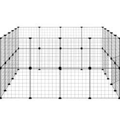 vidaXL Productos Para Mascotas-Jaula para mascotas de 36 paneles puerta acero negro 35x35 cm
