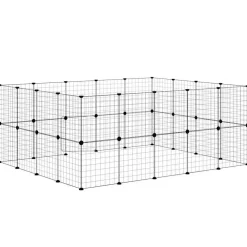vidaXL Productos Para Mascotas-Jaula para mascotas de 36 paneles puerta acero negro 35x35 cm