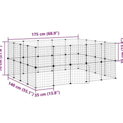vidaXL Productos Para Mascotas-Jaula para mascotas de 36 paneles puerta acero negro 35x35 cm