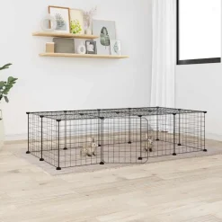 vidaXL Jaula para mascotas de 20 paneles puerta acero negro 35x35 cm Discount