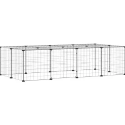 vidaXL Jaula para mascotas de 20 paneles puerta acero negro 35x35 cm Discount