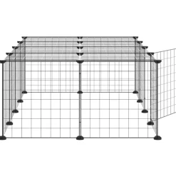 vidaXL Jaula para mascotas de 20 paneles puerta acero negro 35x35 cm Discount