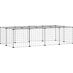 vidaXL Jaula para mascotas de 20 paneles puerta acero negro 35x35 cm Discount