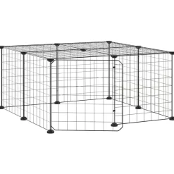 vidaXL Jaula para mascotas de 12 paneles puerta acero negro 35x35cm Hot