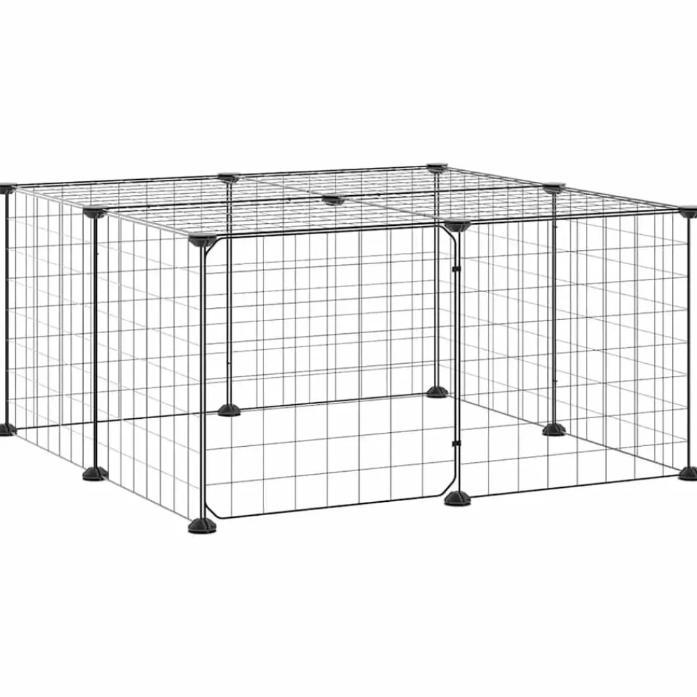 vidaXL Jaula para mascotas de 12 paneles puerta acero negro 35x35cm Hot