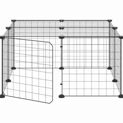 vidaXL Jaula para mascotas de 12 paneles puerta acero negro 35x35cm Hot