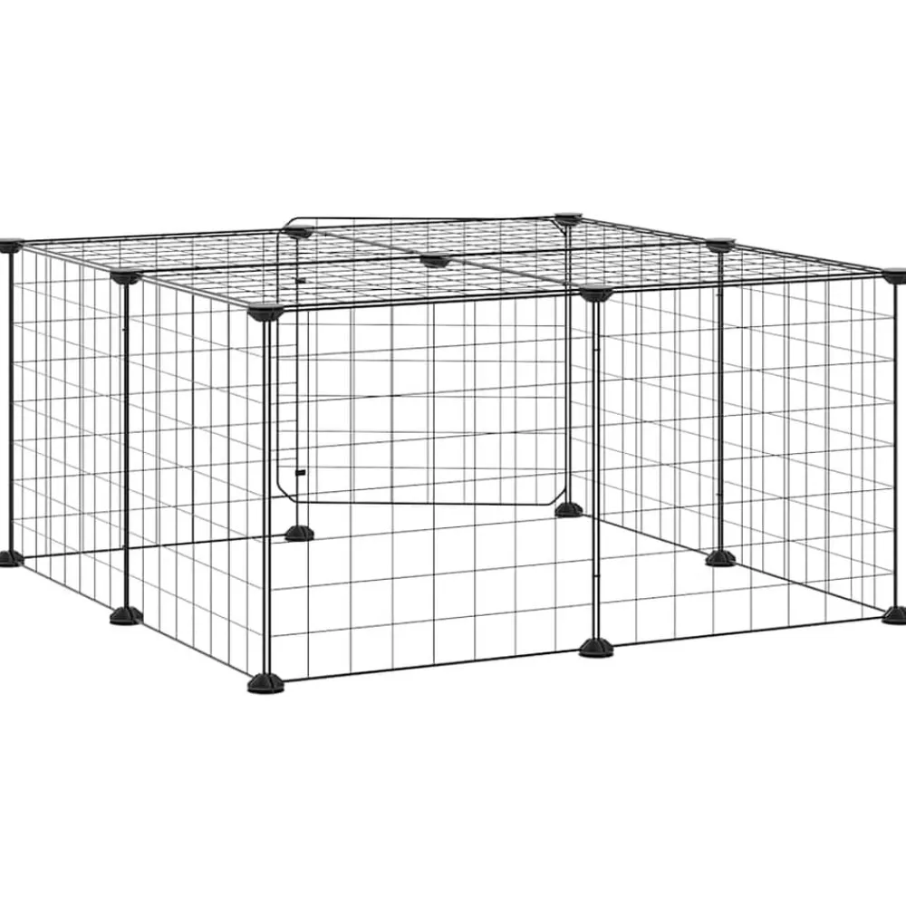vidaXL Jaula para mascotas de 12 paneles puerta acero negro 35x35cm Hot