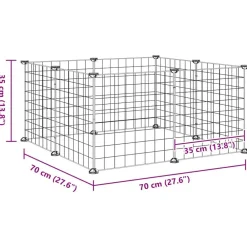 vidaXL Productos Para Mascotas-Jaula para mascotas de 8 paneles de acero negra, 35 x 35 cm