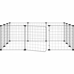 vidaXL Jaula para mascotas de 12 paneles con puerta de acero, color negro, 35 x 35 cm Sale