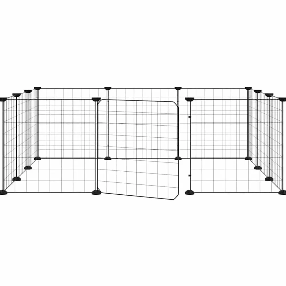 vidaXL Jaula para mascotas de 12 paneles con puerta de acero, color negro, 35 x 35 cm Sale