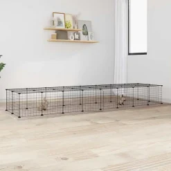 vidaXL Productos Para Mascotas-Jaula para mascotas de 36 paneles puerta acero negro 35x35 cm