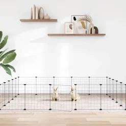 vidaXL Productos Para Mascotas-Jaula para mascotas de 20 paneles puerta acero negro 35x35 cm