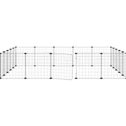 vidaXL Productos Para Mascotas-Jaula para mascotas de 20 paneles puerta acero negro 35x35 cm