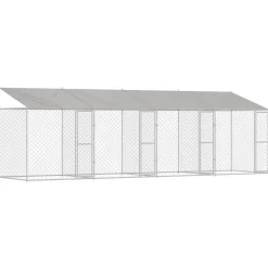 vidaXL Jaula para perro con techo Plateado 800 x 200 x 256 cm Sale