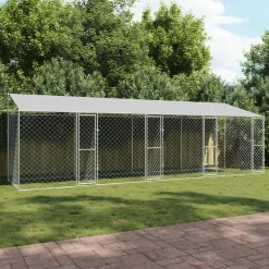 vidaXL Jaula para perro con techo Plateado 800 x 200 x 256 cm Sale
