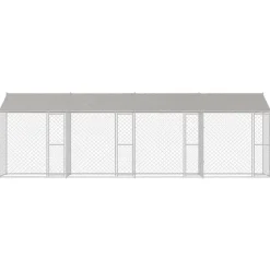 vidaXL Jaula para perro con techo Plateado 800 x 200 x 256 cm Sale