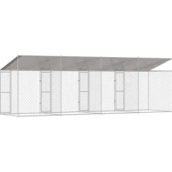 vidaXL Jaula para perro con techo Plateado 800 x 200 x 256 cm Sale
