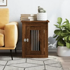 vidaXL Productos Para Mascotas-Jaula para perros madera de ingeniería roble marrón 45x62x59 cm
