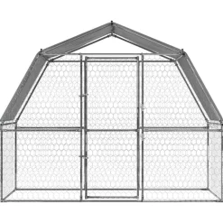 vidaXL Jaula para perros con techo y puerta acero galvanizado plateado Hot