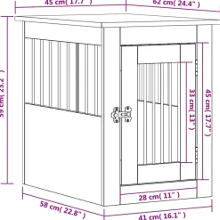 vidaXL Productos Para Mascotas-Jaula para perros madera de ingeniería 45x62x59 cm