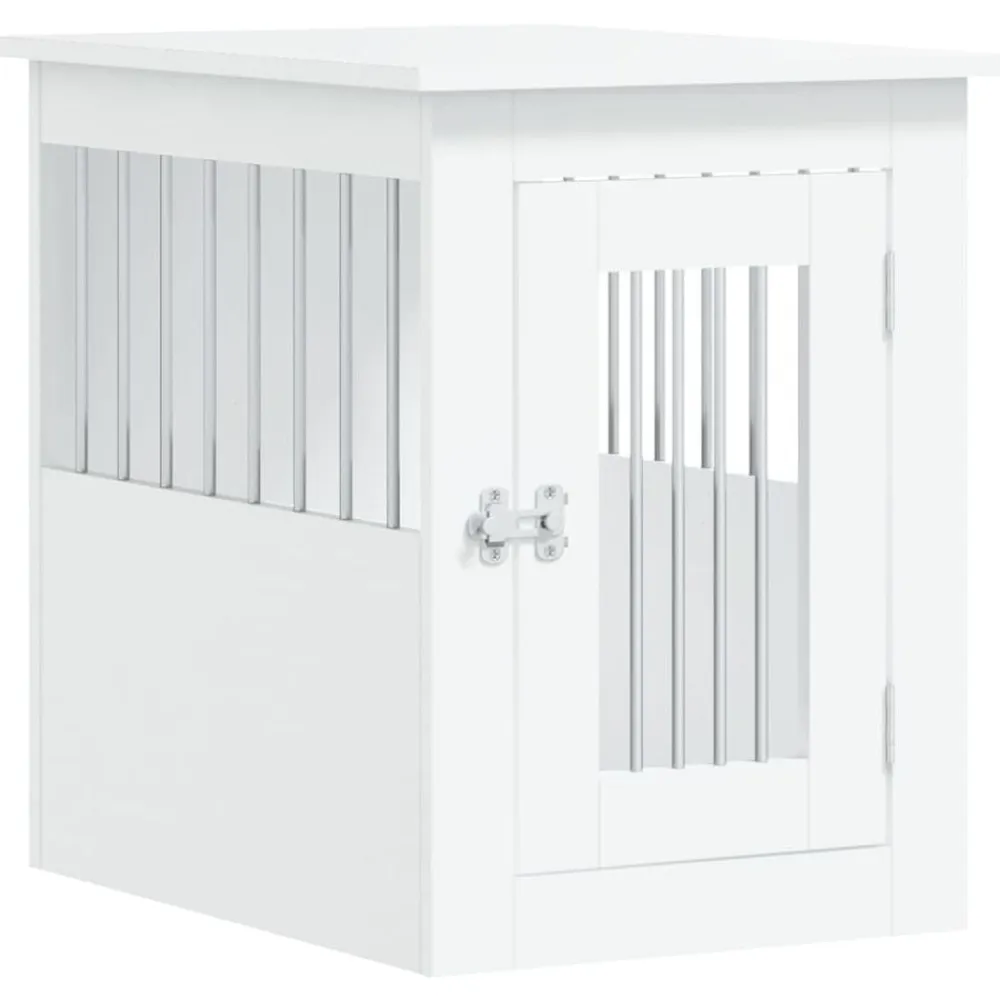 vidaXL Jaula para perros madera de ingeniería 45x62x59 cm Blanco Best