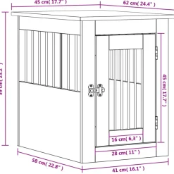 vidaXL Jaula para perros madera de ingeniería 45x62x59 cm Blanco Best