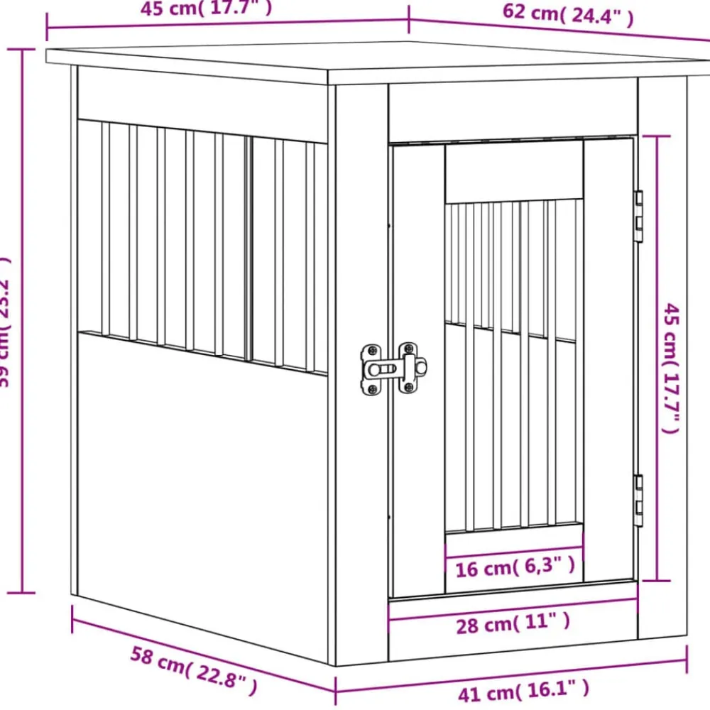 vidaXL Jaula para perros madera de ingeniería 45x62x59 cm Blanco Best