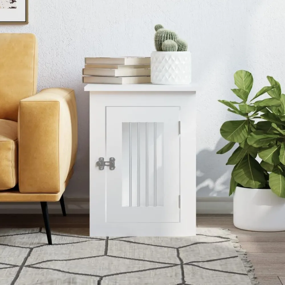 vidaXL Jaula para perros madera de ingeniería 45x62x59 cm Blanco Best