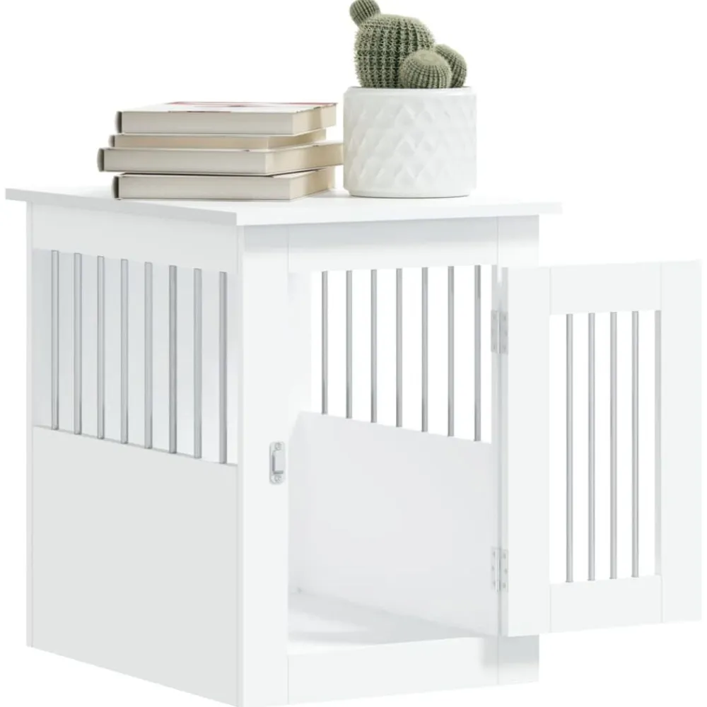 vidaXL Jaula para perros madera de ingeniería 45x62x59 cm Blanco Best