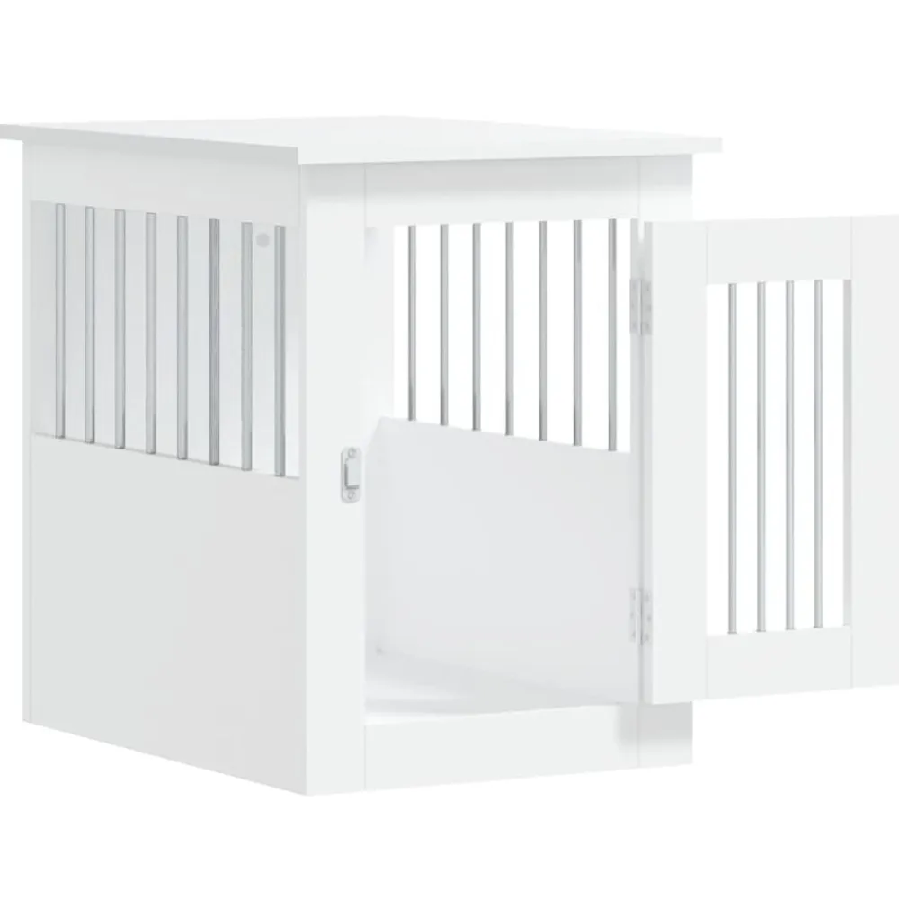 vidaXL Jaula para perros madera de ingeniería 45x62x59 cm Blanco Best
