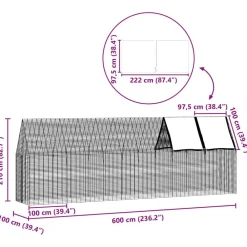 vidaXL Jaula para pollos 2 pcs Plateado 600 x 100 x 210 cm Hot