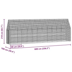 vidaXL Productos Para Mascotas-Jaula para pollos 2 pcs Plateado 600 x 100 x 210 cm